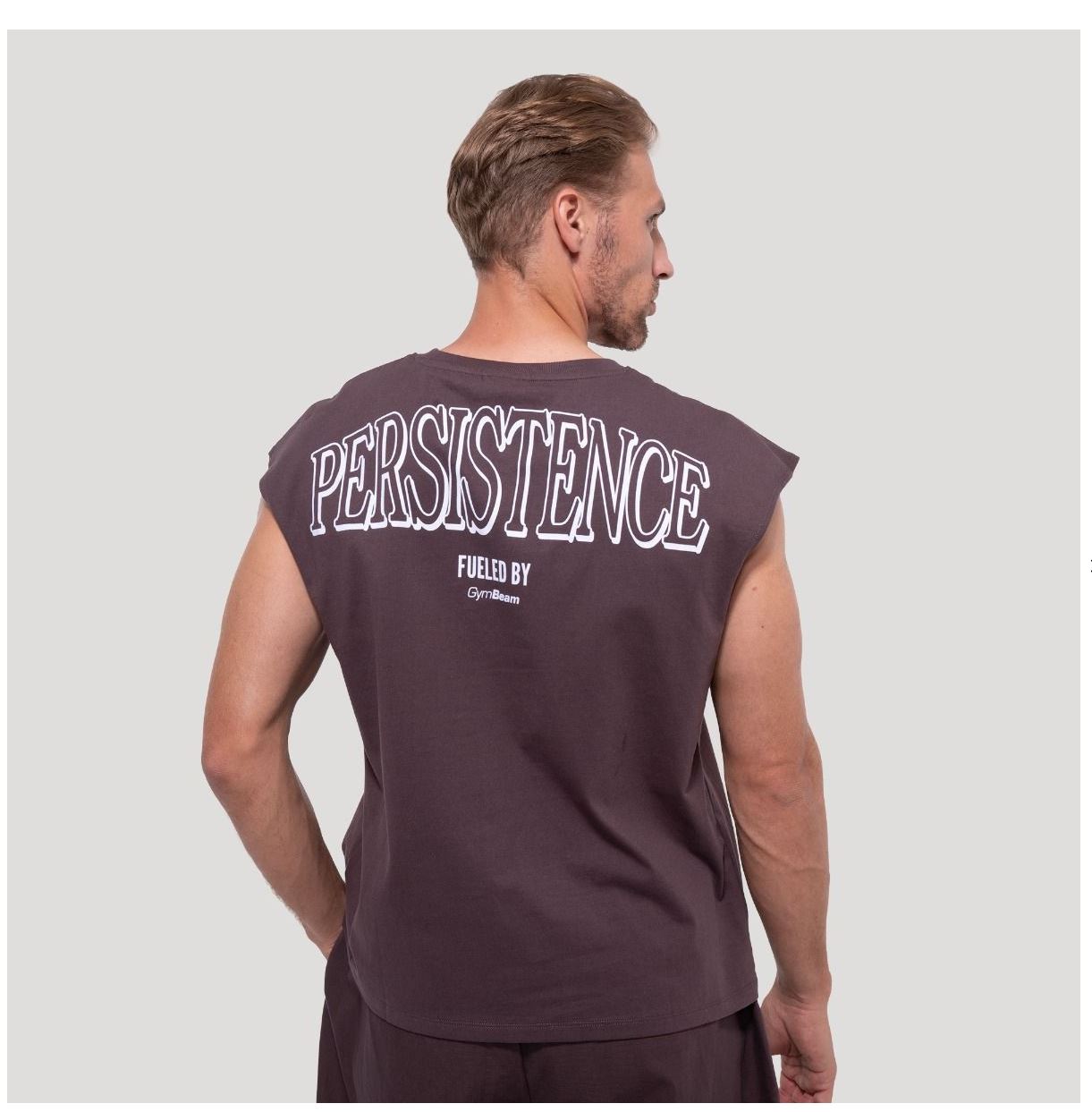 GymBeam Tank Top braun Persistence oversized Herren TankTop atmungsaktiv 100% Baumwolle Gr. S