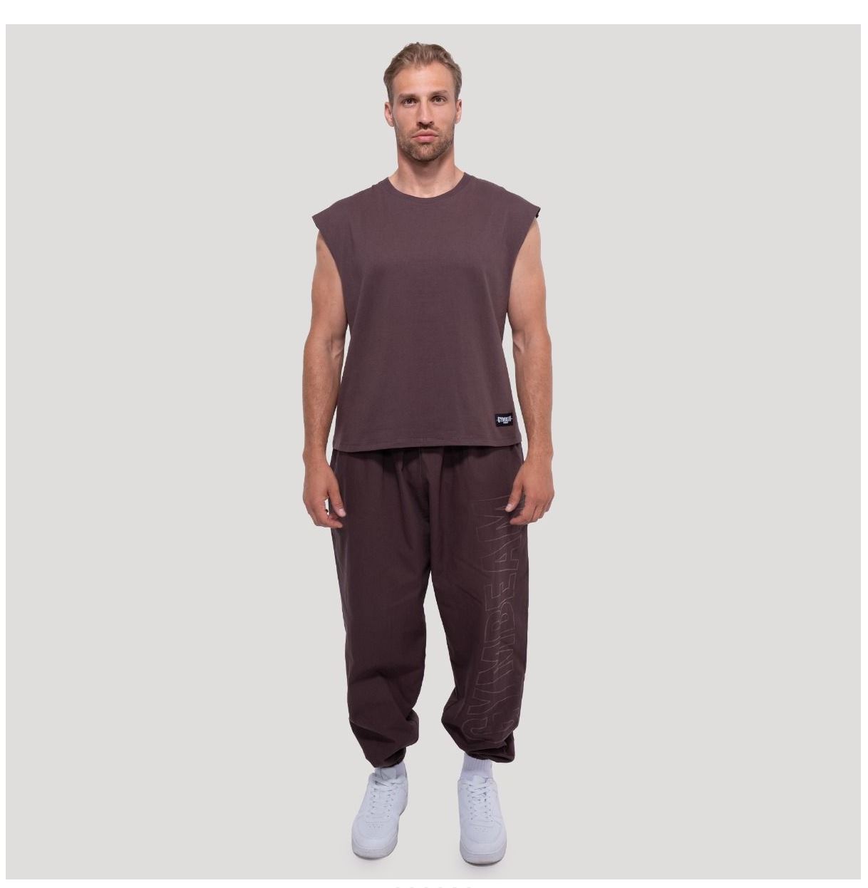 GymBeam Tank Top braun Persistence oversized Herren TankTop atmungsaktiv 100% Baumwolle Gr. S