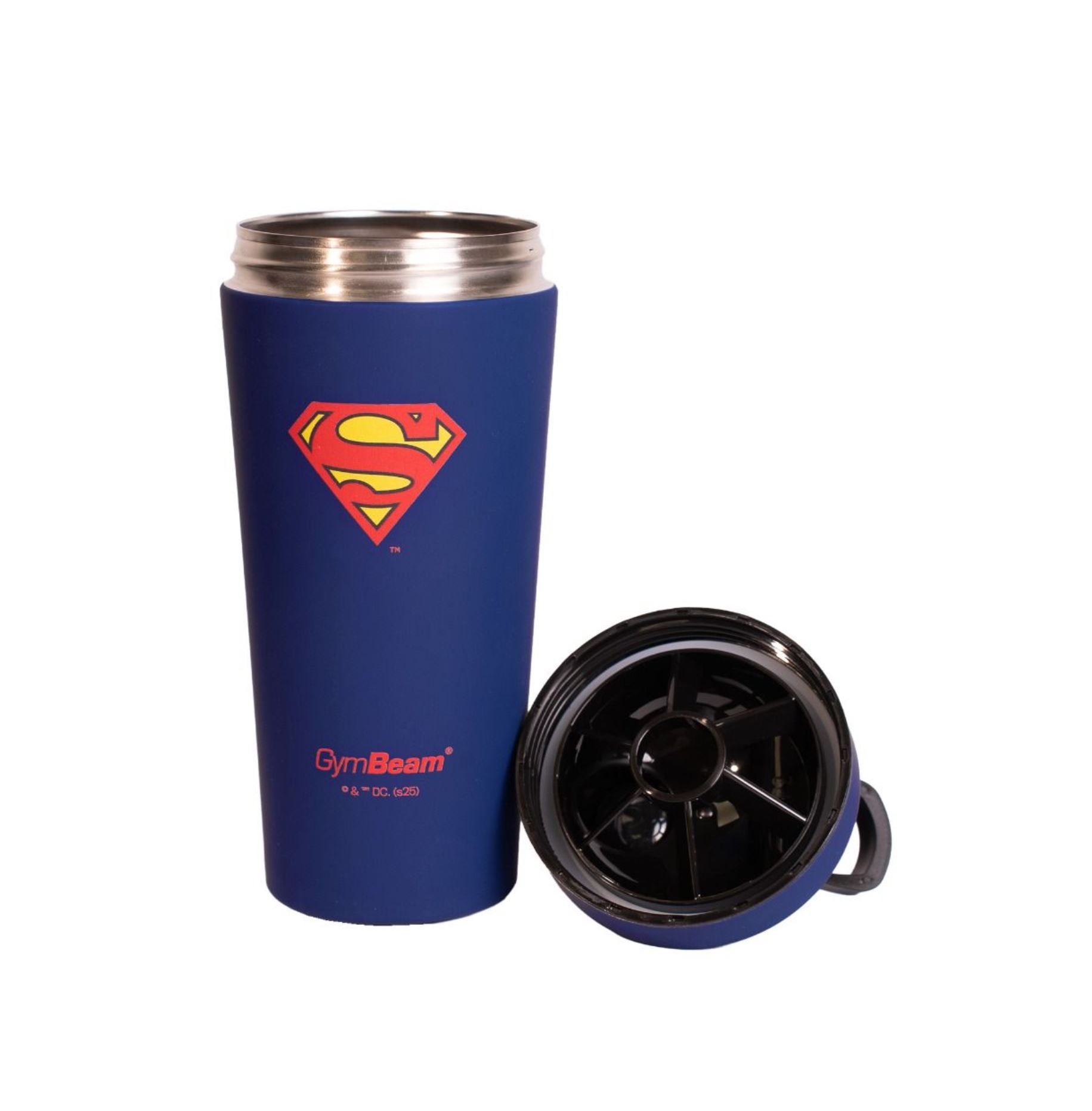 GymBeam Shaker Superman™ Original Superheldenshaker Edelstahl sanfte Oberfläche 750 ml