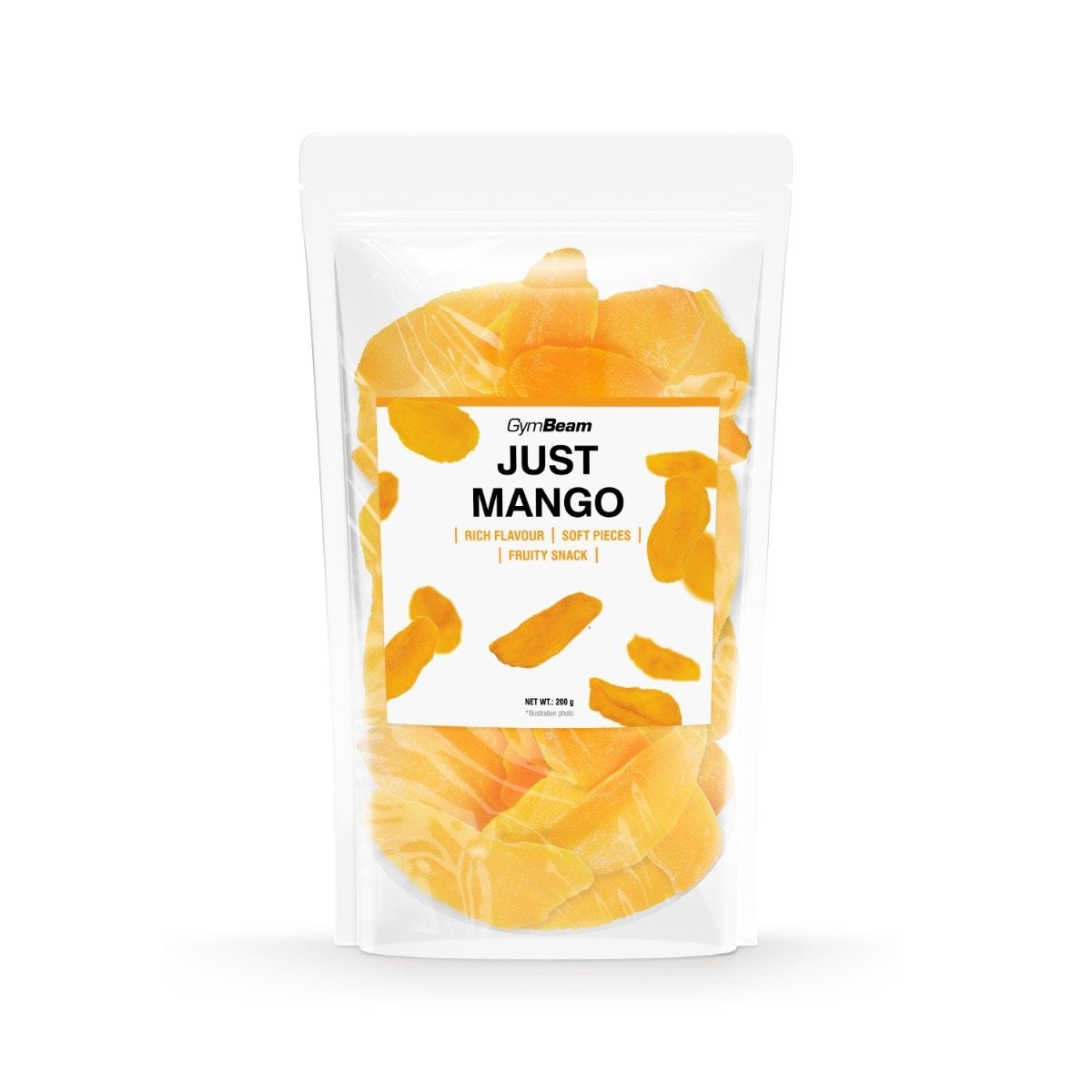 GymBeam Just Mango in getrockneter Form weiche Mangostücke 200 g