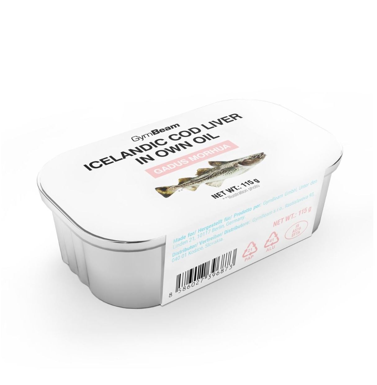 GymBeam Isländische Dorschleber in eigenem Öl zarter Fisch 115 g