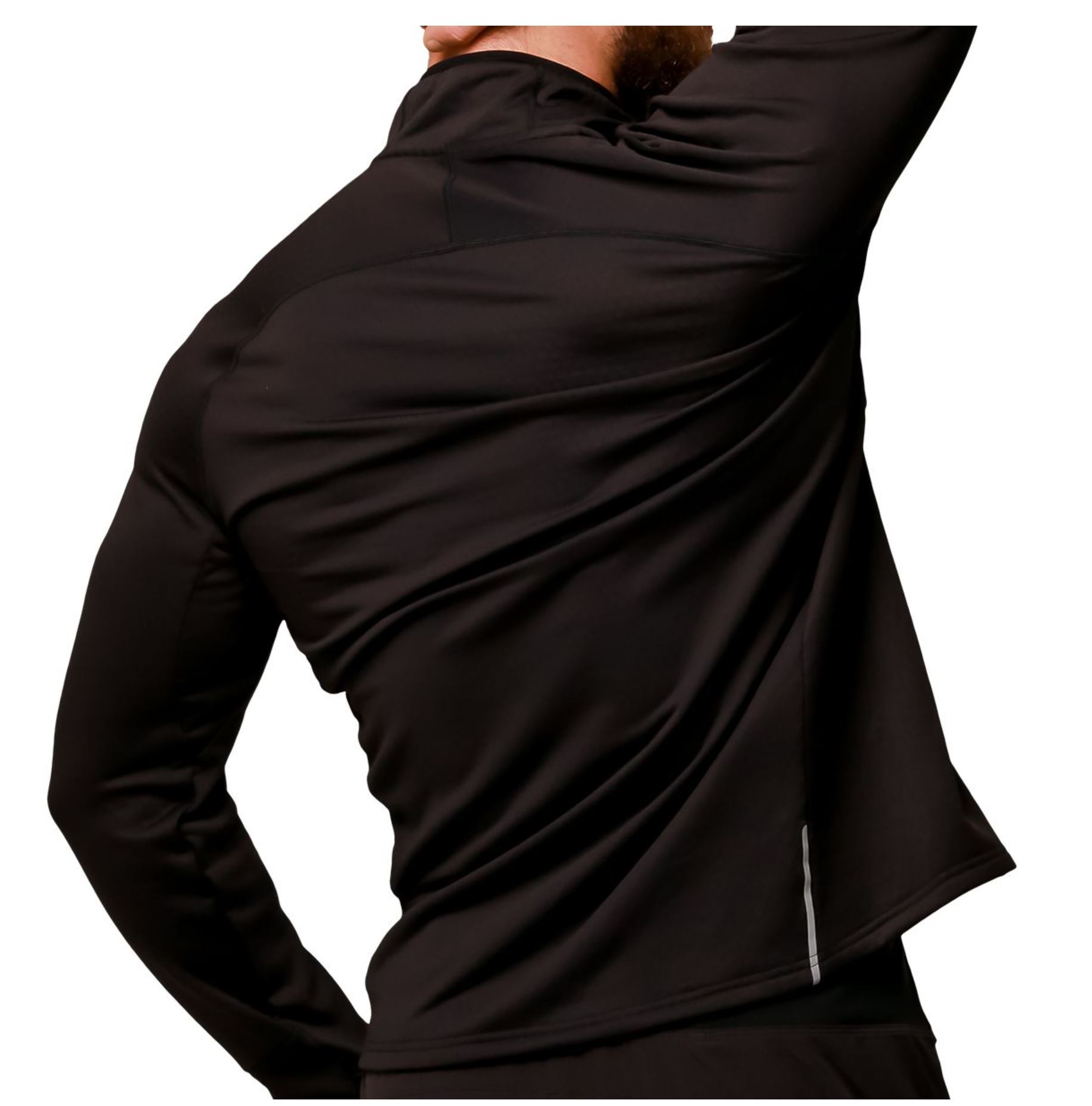 GymBeam PULSE Lauf-Sweatshirt mit Reißverschlusstaschen atmungsaktiv & schnelltrocknend Schwarz Gr. S