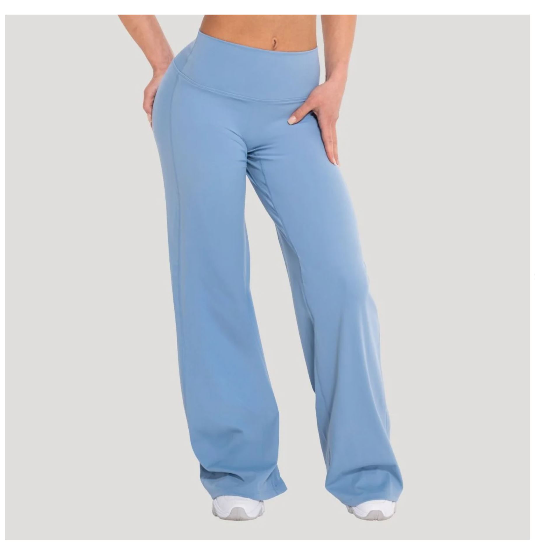 GymBeam Sporthose FLOW Azurblau für Frauen Straight Pants atmungsaktive Trainingshose mit Strech Gr. L