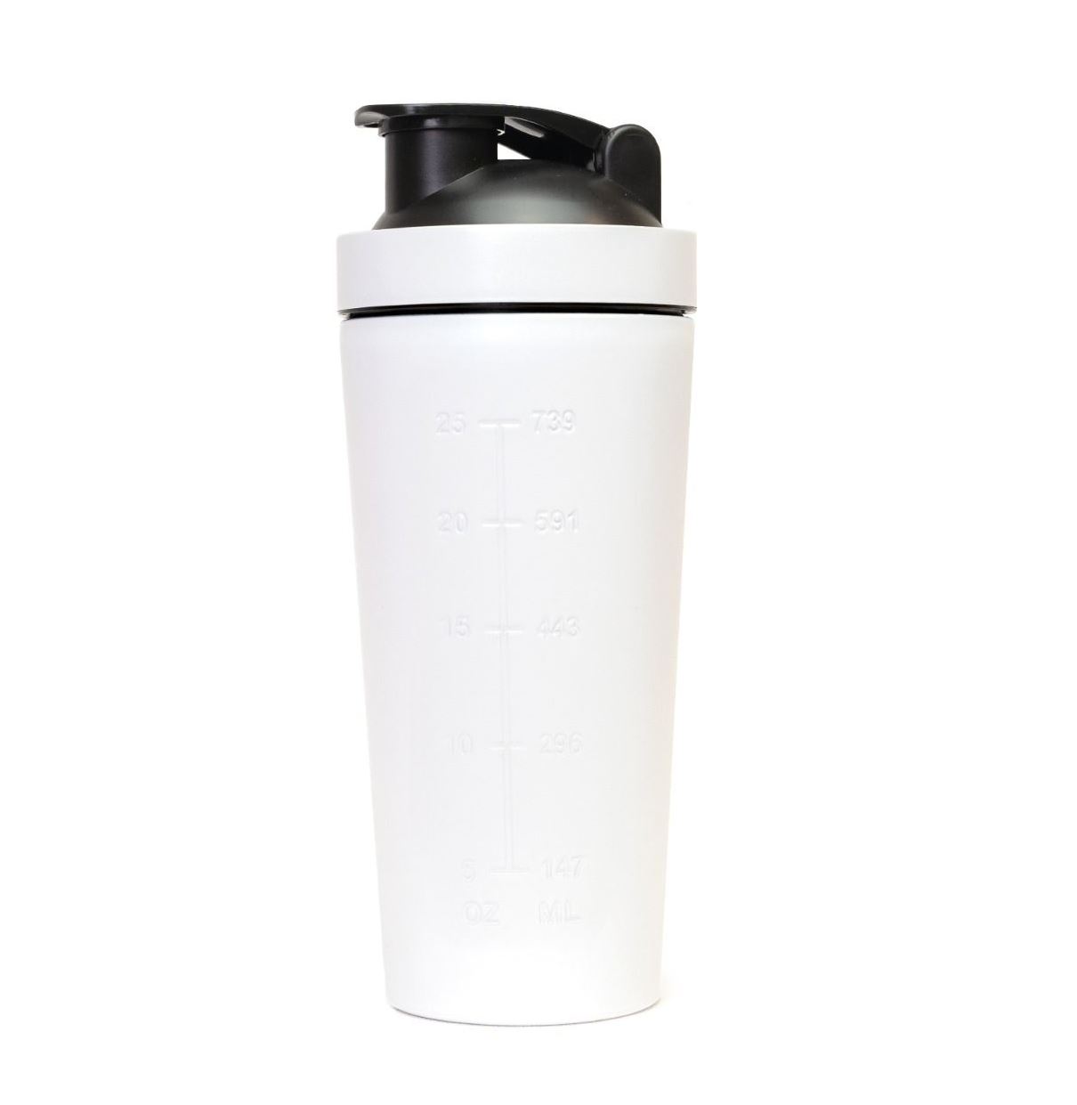 GymBeam Edelstahlshaker weiß rostfrei Edelstahl-Shaker geruchsneutral Shaker warm & kalt 750ml